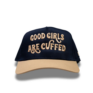 Good Girls Are Cuffed Curved Brim Snapback - Navy/ Gold