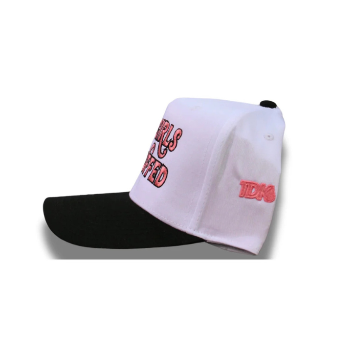 Good Girls Are Cuffed Curved Brim - Black /White + Pink Logo Design