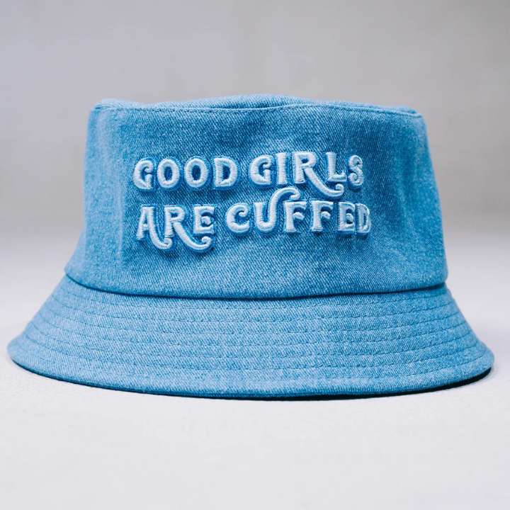 Good Girls Are Cuffed Bucket Hat - Blue Denim