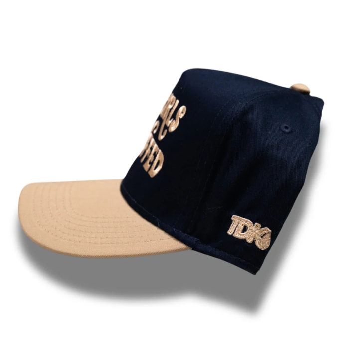Good Girls Are Cuffed Curved Brim Snapback - Navy/ Gold