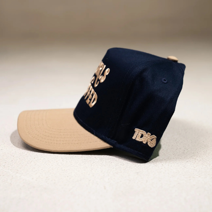 Good Girls Are Cuffed Curved Brim Snapback - Navy/ Gold