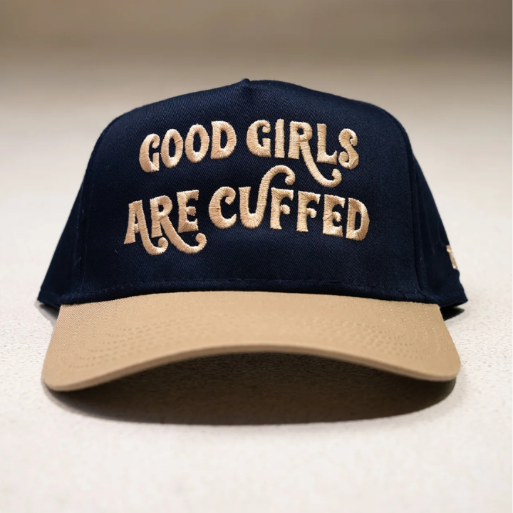 Good Girls Are Cuffed Curved Brim Snapback - Navy/ Gold