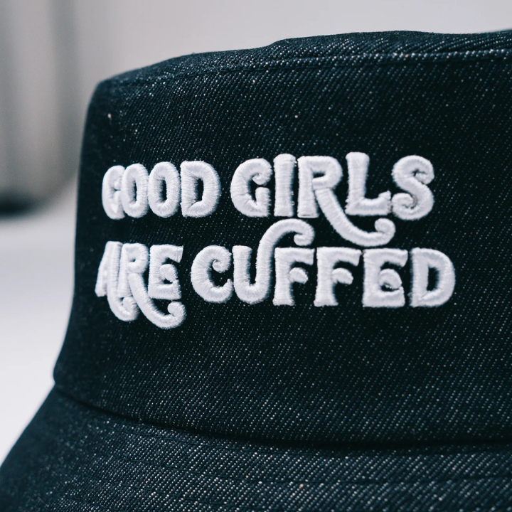 Good Girls Are Cuffed Bucket Hat - Black Denim