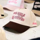 Good Girls Are Cuffed Curved Brim Snapback - Khaki/Brown + Pink Embroidery