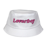 Loverboy Bucket Hat - White + Pink Logo
