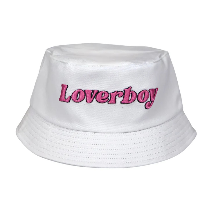 Loverboy Bucket Hat - White + Pink Logo