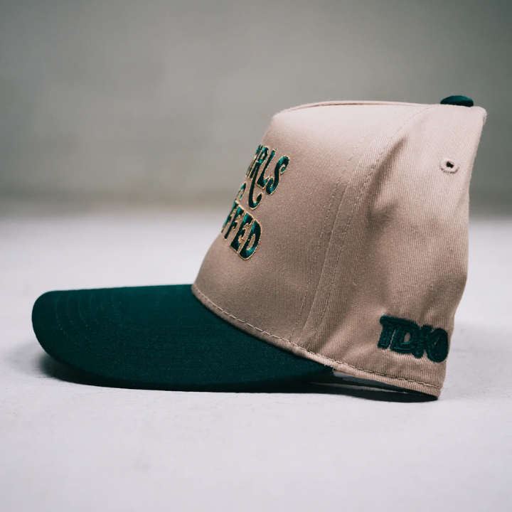 Good Girls Are Cuffed Curved Brim Snapback - Khaki / Green