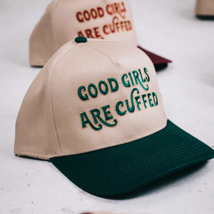 Good Girls Are Cuffed Curved Brim Snapback - Khaki / Green