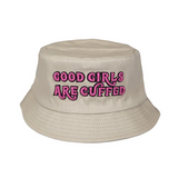 Good Girls Are Cuffed Khaki Bucket Hat - Pink Logo