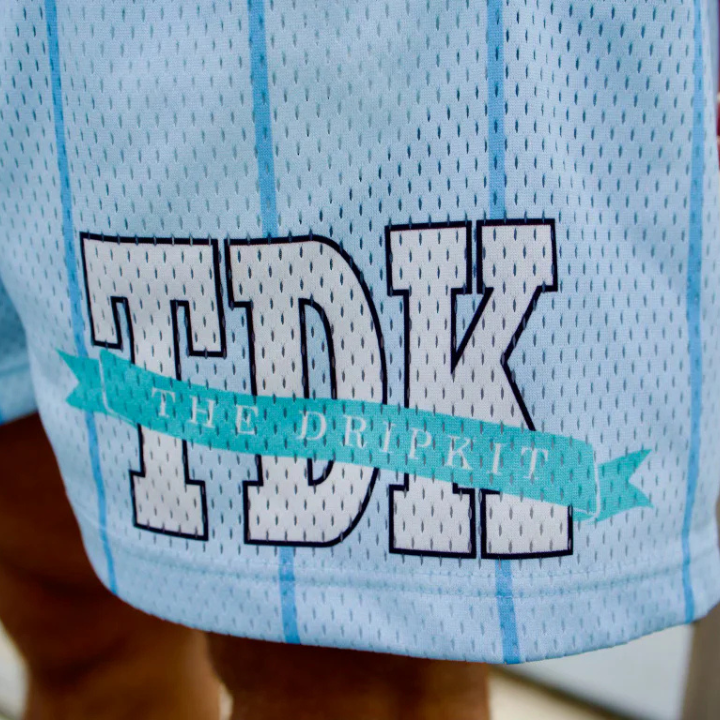 DRIPKIT PINSTRIPE BANNER LOGO SHORTS