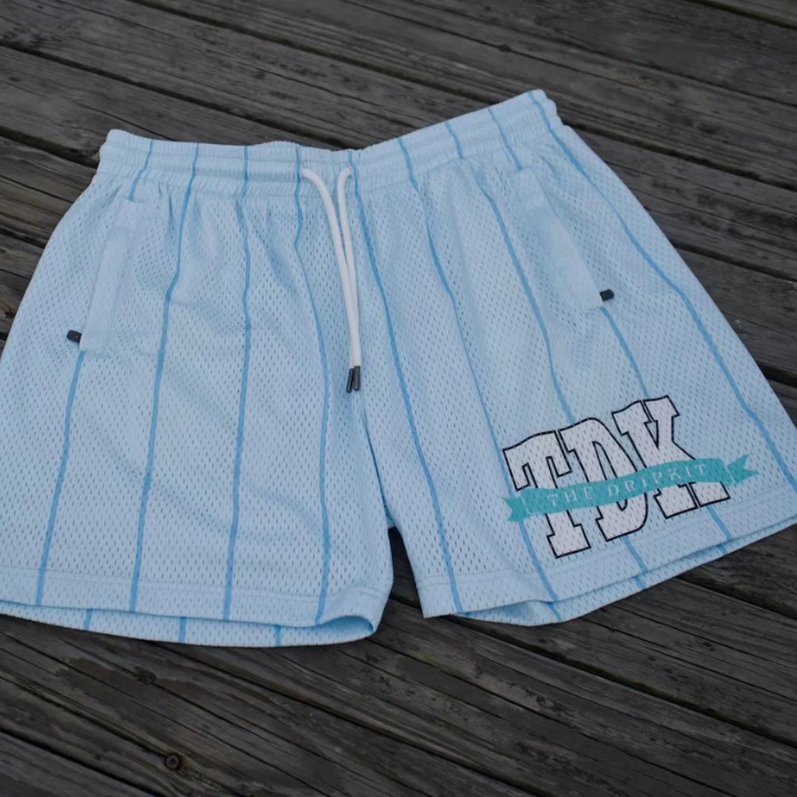DRIPKIT PINSTRIPE BANNER LOGO SHORTS