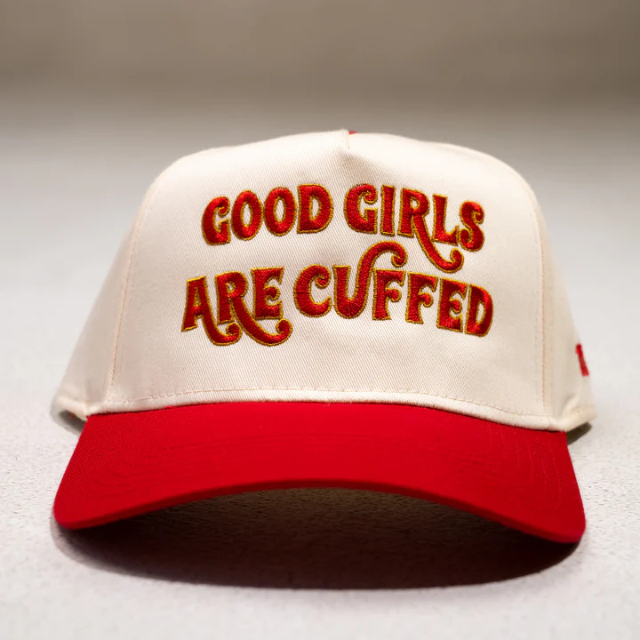 Good Girls Are Cuffed Curved Brim Snapback - Khaki/Red