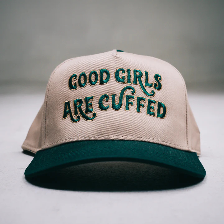 Good Girls Are Cuffed Curved Brim Snapback - Khaki / Green