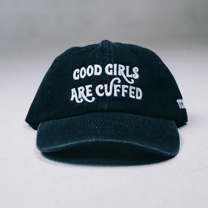 Good Girls Are Cuffed Adjustable Dad Cap - Black Denim
