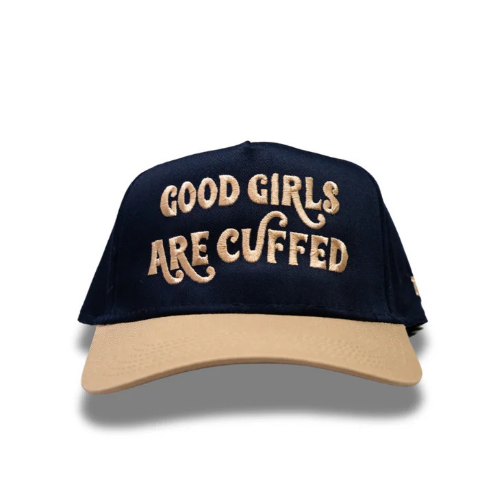 Good Girls Are Cuffed Curved Brim Snapback - Navy/ Gold