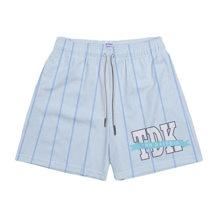 DRIPKIT PINSTRIPE BANNER LOGO SHORTS