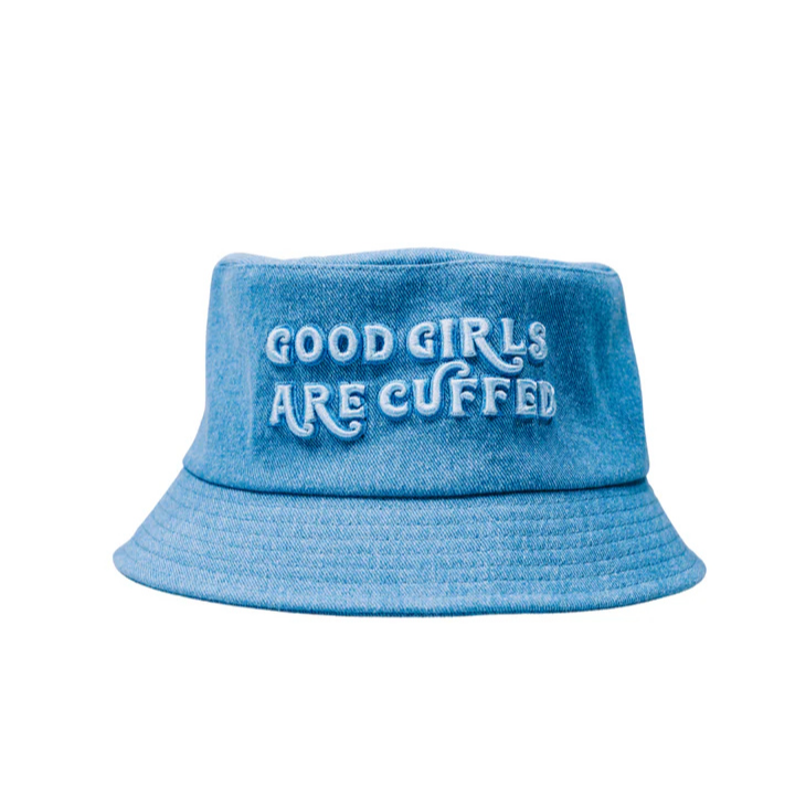 Good Girls Are Cuffed Bucket Hat - Blue Denim