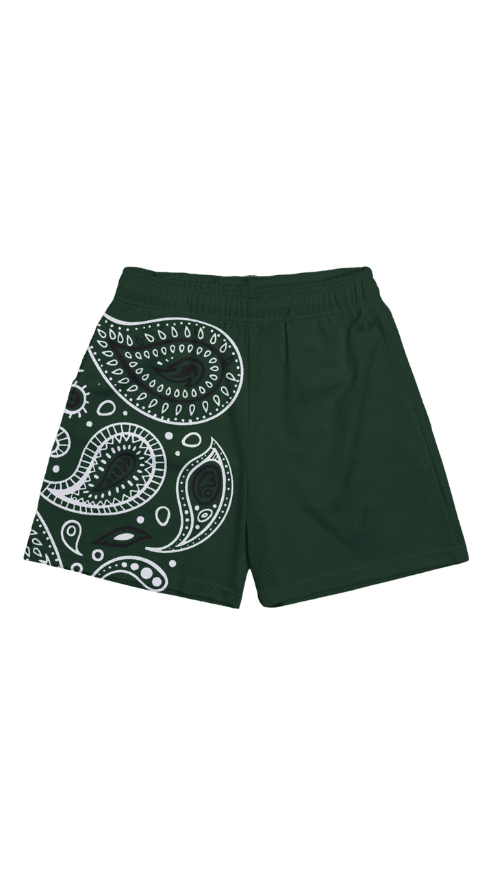 GOOD GIRLS ARE CUFFED PAISLEY SHORTS - GREEN