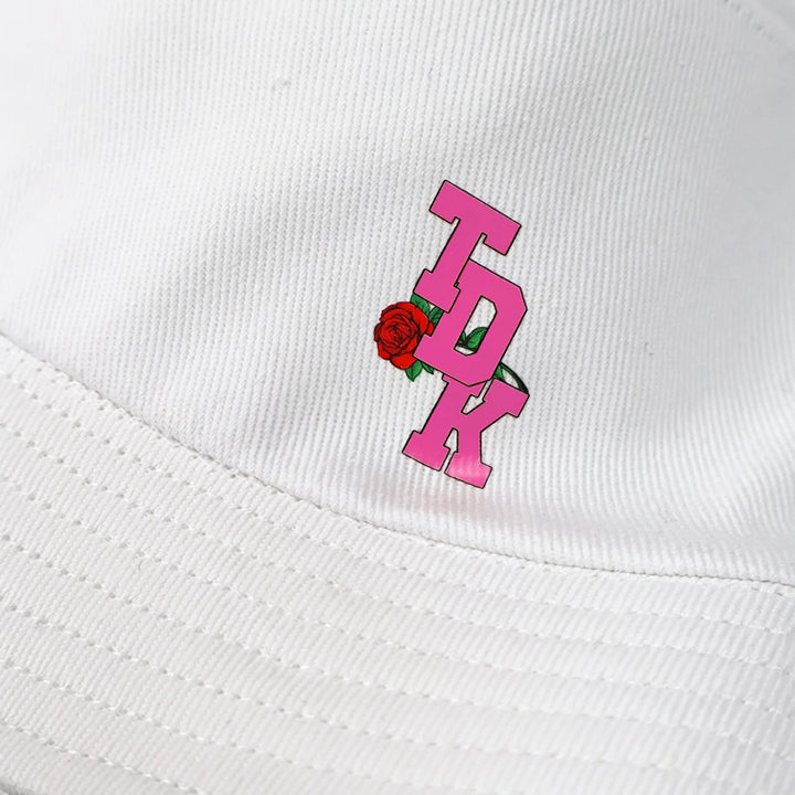 Loverboy Bucket Hat - White + Pink Logo