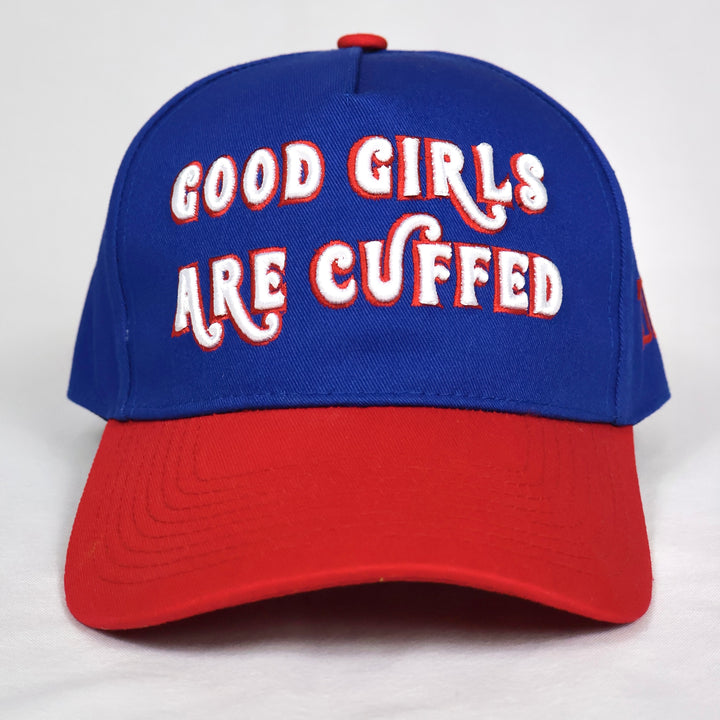 NYG INSPIRED GOOD GIRLS ARE CUFFED CAP - BLUE/ RED
