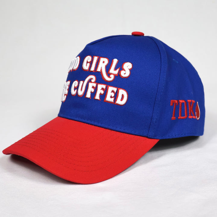 NYG INSPIRED GOOD GIRLS ARE CUFFED CAP - BLUE/ RED